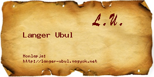 Langer Ubul névjegykártya